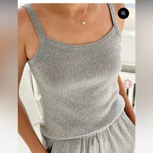 NWT Le Bon Shoppe Eve Pointelle Cami in Melange Grey